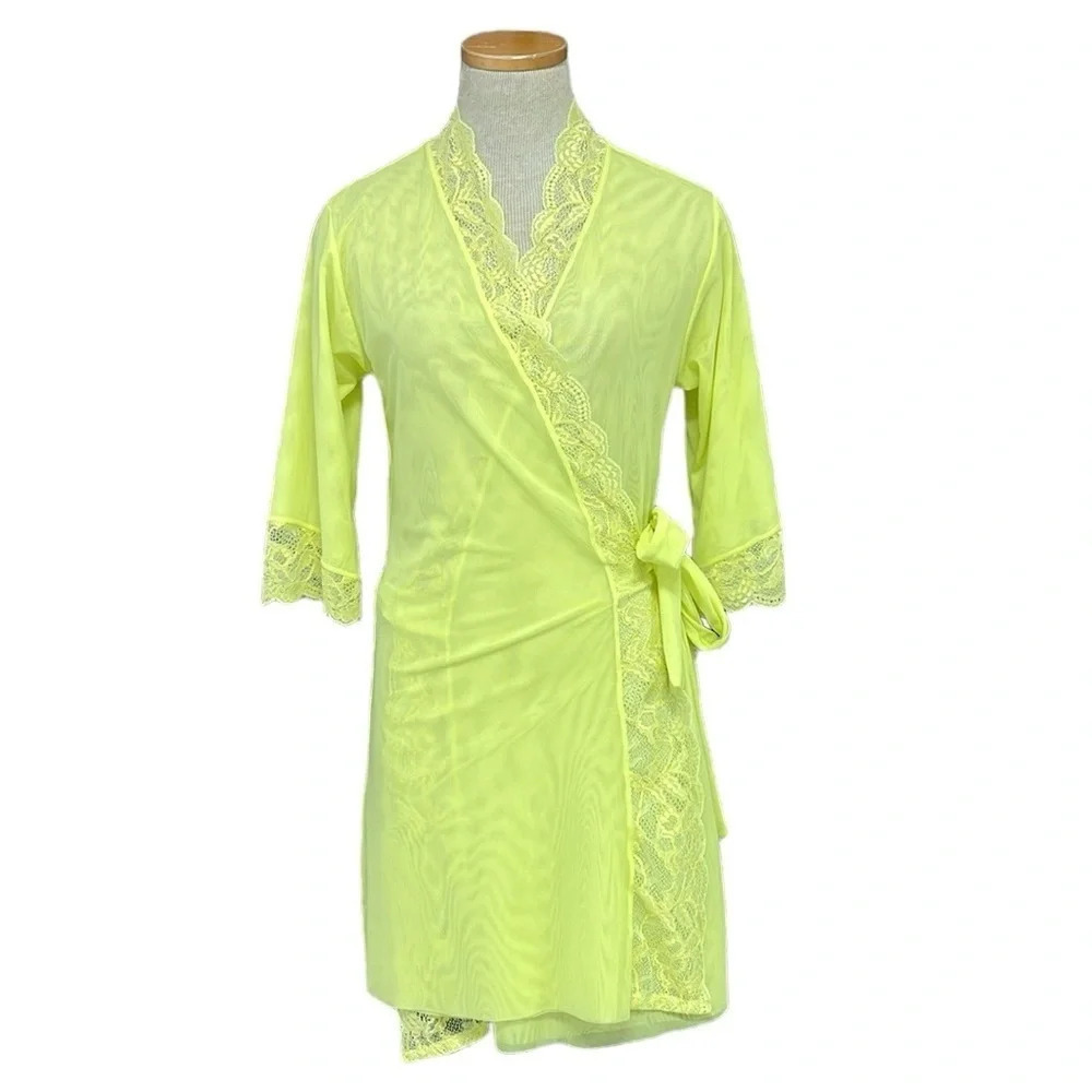 Clo Intimo Robe Women's M L Medium Large Yellow Lemonade Fortuna Lace